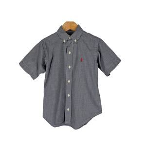 RALPH LAUREN TODDLER BOY'S SHORT SLEEVE BLUE/WHITE CHECKERED SHIRT - SIZE 4